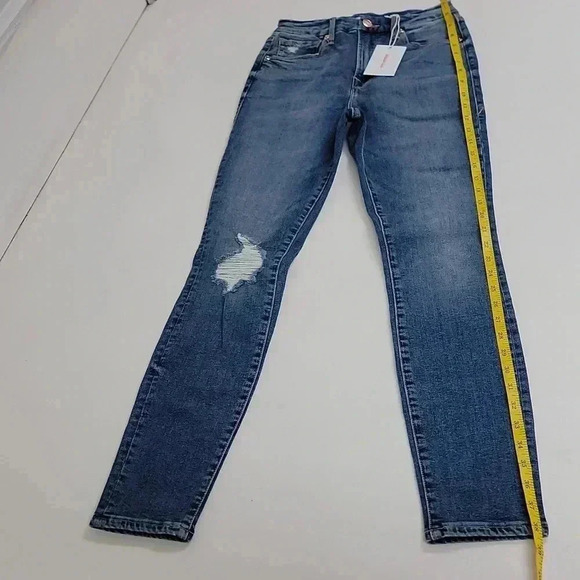 Good American Good Waist Distressed Skinny Ankle Jeans Blue476 - Picture 3 of 14